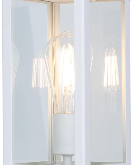 GRUENLICH Outdoor Post Lighting Fixture Pole Lantern, E26 Medium Base Max 60W, Metal Housing Plus Glass, Matte White Finish, Bulb Not Included, 2 Pack
