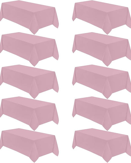 VidaFete Tablecloth 10 Pack 90 * 132inch Rectangle Table Cloth Polyester, Stain Wrinkle Resistant Polyester Dining Table Cover for Kitchen Dinning Party Wedding Rectangular Buffet Decoration(Pink)
