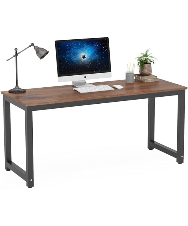 Tribesigns Computer Desk, 63 inch Large Office Desk Computer Table Study Writing Desk Workstation for Home Office, Rustic Brown