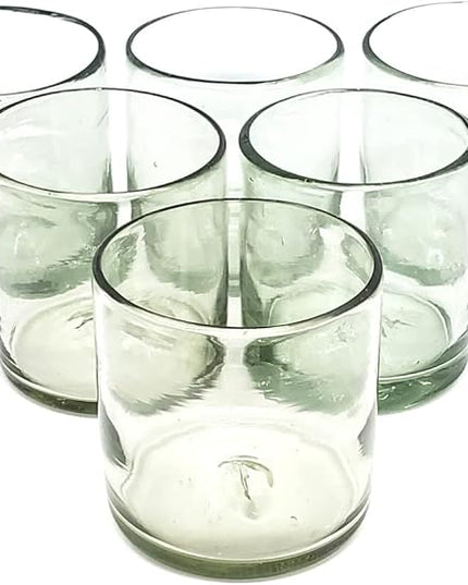 Clear 12 oz Large DOF Glasses (set of 6), Recycled Glass, Lead-free, Toxin-Free (12oz Large DOF)