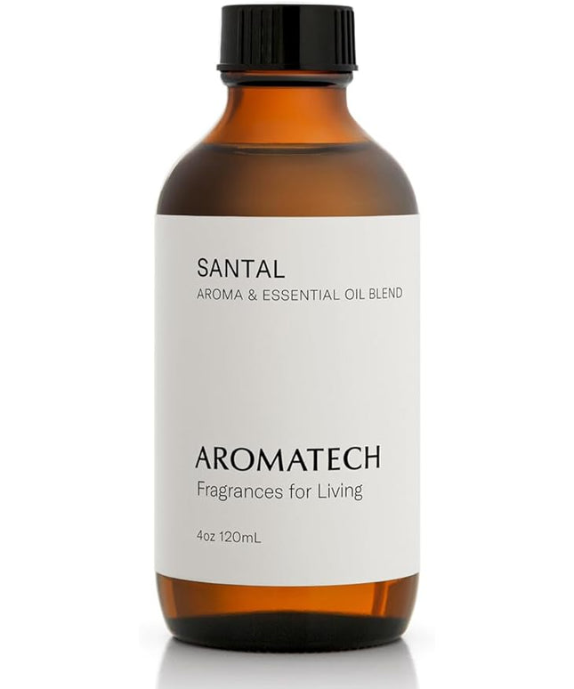 AromaTech Santal Aroma Essential Oil Blend: Luxury Hotel Inspired Aromatherapy with Amber, Vanilla, Cedar & Sandalwood for Ultrasonic Diffusers & Nebulizers - 4 fl oz, 120 mL