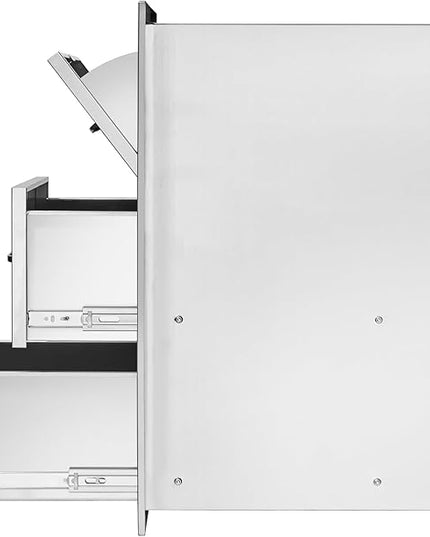 VEVOR 17W x 30H x 21D Inch Outdoor Kitchen Stainless Steel Double Access Drawers with Paper Towel Holder Combo for BBQ Island or Grill Station