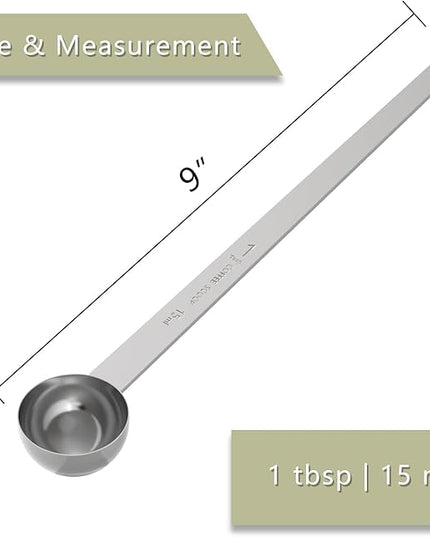 1PCS 1 Tablespoon Coffee Scoop, 9" Long Handle Measuring Spoon, One tbsp (15 ml) Stainless Steel Scooper