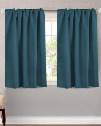 H.VERSAILTEX Blackout Curtains Thermal Insulated Window Treatment Panels Room Darkening Blackout Drapes for Living Room Back Tab/Rod Pocket Bedroom Draperies, 52 x 45 Inch, Dark Teal, 2 Panels