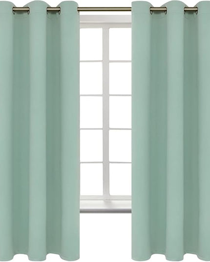 BGment Blackout Curtains - Grommet Thermal Insulated Room Darkening Bedroom and Living Room Curtains, Set of 2 Panels (42 x 63 Inch, Frosty Green)
