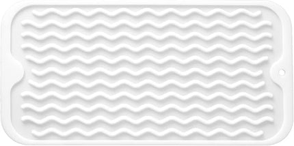 Silicone Dish Drying Mat for Multiple Usage,Easy clean,Eco-friendly,Heat-resistant Silicone Mat for Kitchen Counter or Sink,Refrigerator or Drawer Liner White S 12 inches x 6 inches