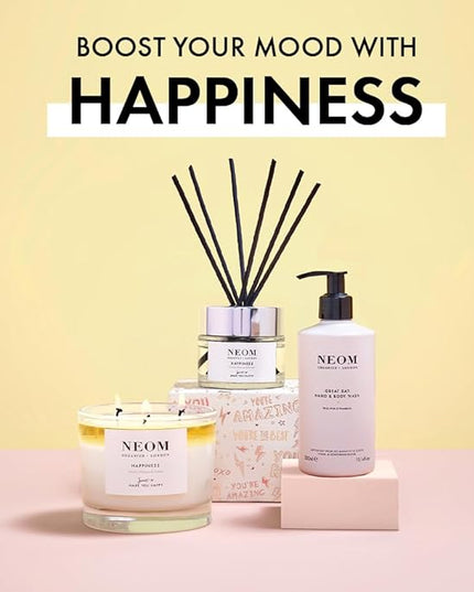 NEOM Happiness Reed Diffuser, 3.38fl oz | Uplifting Scent | Neroli, Mimosa & Lemon Essential Oil Blends| 100% Natural Fragrance | Scent to Make You Happy…