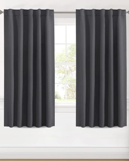 H.VERSAILTEX Blackout Curtains Thermal Insulated Window Treatment Panels Room Darkening Blackout Drapes for Living Room Back Tab/Rod Pocket Bedroom Draperies (2 Panels, Charcoal Gray, 42 x 63 Inch)