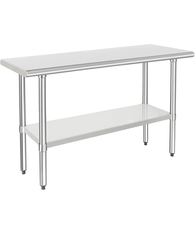 HARDURA Stainless Steel Work Table Commercial 18×48 Inches Kitchen Prep Table and Heavy Duty Commercial Workbench NSF 430 with Undershelf and Galvanized Legs