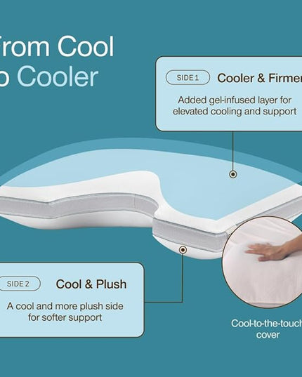 Coop Home Goods Cool+ Cut-Out Adjustable Pillow King with Cooling Gel & Shoulder Cut-Out for Head Support, Side Sleeper Pillow, Neck Support for Sleeping, CertiPUR-US/GREENGUARD Gold