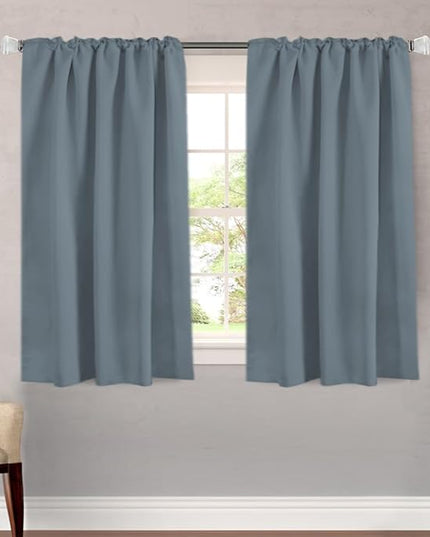 H.VERSAILTEX Blackout Curtains Thermal Insulated Window Treatment Panels Room Darkening Blackout Drapes for Living Room Back Tab/Rod Pocket Bedroom Draperies, 52 x 54 Inch, Stone Blue, 2 Panels