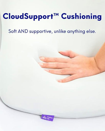 C CUSHION LAB Deep Sleep Pillow, Patented Ergonomic Contour Design for Side & Back Sleepers, Orthopedic Cervical Shape Gently Cradles Head & Provides Neck Support & Shoulder Pain Relief - Calm Grey