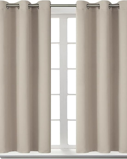 BGment Room Darkening Curtains 45 Inches Long - Grommet Thermal Insulated Drapes Window Treatment Curtains for Bedroom, 2 Panels, 38 x 45 Inch, Camel
