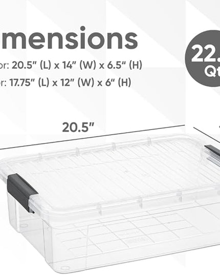 Superio Storage Bins with Lids, Clear Plastic Containers for Organizing, Stackable Totes, BPA Free, Odor Free, Organizer Boxes for Home, and Dorm (6 Pack, 22.75 Qt)