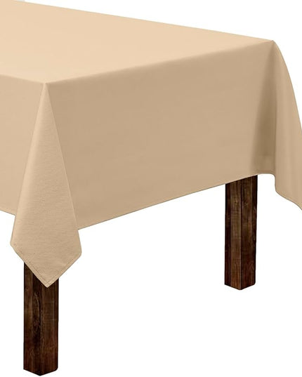 Gee Di Moda Rectangle Tablecloth - 60 x 84 Inch Beige Table Cloth for 5 Foot Rectangle Tables - Heavy Duty Washable Fabric - for Holiday Party, Dinner, Weddings, Baby Shower & Events