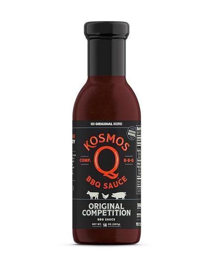 Kosmos Q Original Competition BBQ Sauce, Sweet and Smoky Barbecue Sauce for Ribs, Pulled Pork, Brisket, Chicken & More, Award-Winning Competition Recipe with Brown Sugar, Ketchup & Worcestershire, 15.5 Oz Bottle