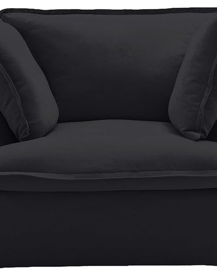 JACH Modern Comfy Couch Chair with Thick Cushion, Couch Single Accent Chair Deep Seat Sofa Couches, Hemp Velvet Sofas Furniture for Small Spaces Living Room Bedroom Office Apartment (Black)