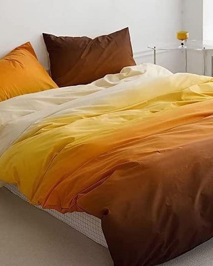 Houseri Yellow Orange Gradient Comforter Set Twin Cream Yellow Gold Brown Comforter Bedding Sets Twin Size for Kids Boys Girls Novel Yellow Bedding Comforters Twin Soft Breathable 3 Pcs