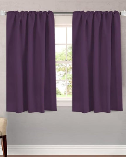 H.VERSAILTEX Blackout Curtains Thermal Insulated Window Treatment Panels Room Darkening Blackout Drapes for Living Room Back Tab/Rod Pocket Bedroom Draperies, 52 x 54 Inch, Plum Purple, 2 Panels