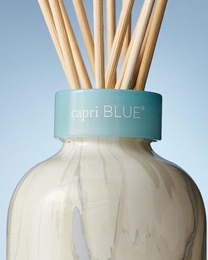 Capri Blue Reed Diffuser Set - Modern Marble Oil Diffuser, Sticks & Aroma Oil - Air Freshener for Home Decor - Blue Jean Scents (5.7 fl oz)