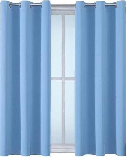 ChrisDowa Grommet Room Darkening Curtains for Bedroom and Living Room - 2 Panels Set Thermal Insulated Blackout Curtains (Sky Blue, 38W x 45L)