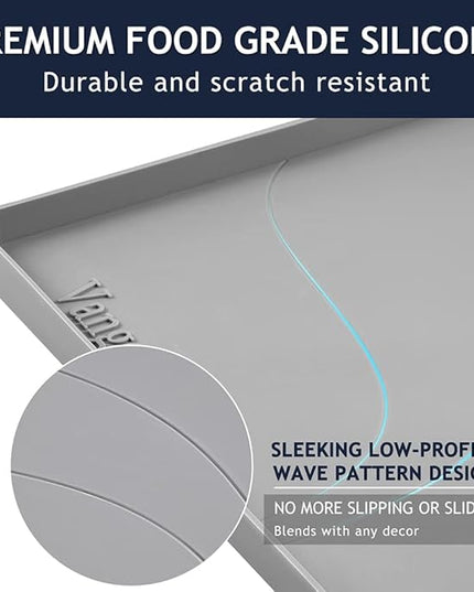 Heavy Duty Silicone Under Sink Mat for Kitchen&Bathroom 22" x 19",Waterproof Under Sink Rubber Mat Drip Tray, Raised Edge Under Sink Liner,Prevent Drips, Leaks, Spills,Grey