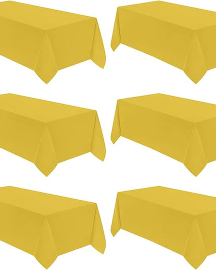 VidaFete Tablecloth 6 Pack 90 * 156inch Rectangle Table Cloth Polyester, Stain Wrinkle Resistant Polyester Dining Table Cover for Kitchen Dinning Party Wedding Rectangular Buffet Decoration(Yellow)