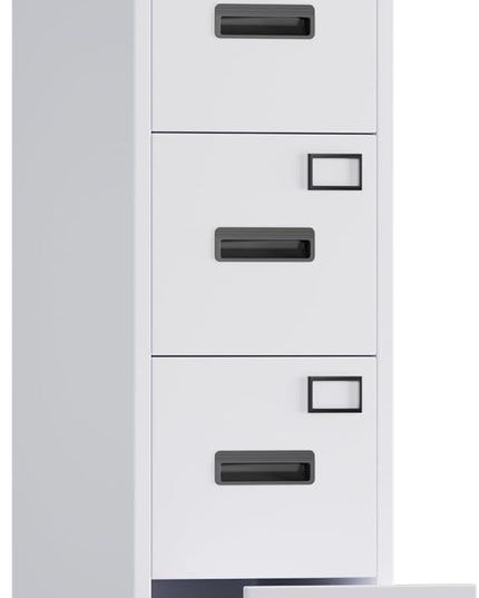 METAN 4 Drawer File Cabinet on Wheels, Lockable Metal Filing Cabinet with Handle and Name Card for Office Home,Assembly Required,White