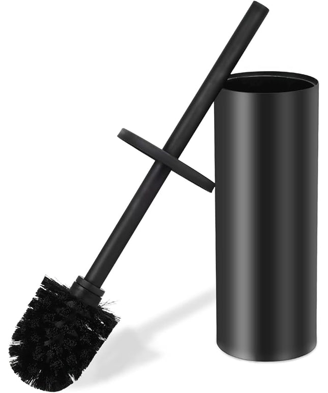 Toilet Brush and Holder Set - Stainless Steel Toilet Bowl Brush and Holder, Toilet Bowl Cleaner Brush for Bathroom (Black)