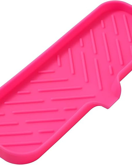Silicone Bathroom Soap Dishes with Drain Spout-Bathroom and Kitchen Sink Organizer,Sponge Holder,Dish Soap Tray,Perfect for Dispenser,Scrubber,Bottle,Cup on Sink or Counter-Rose 12"×4"