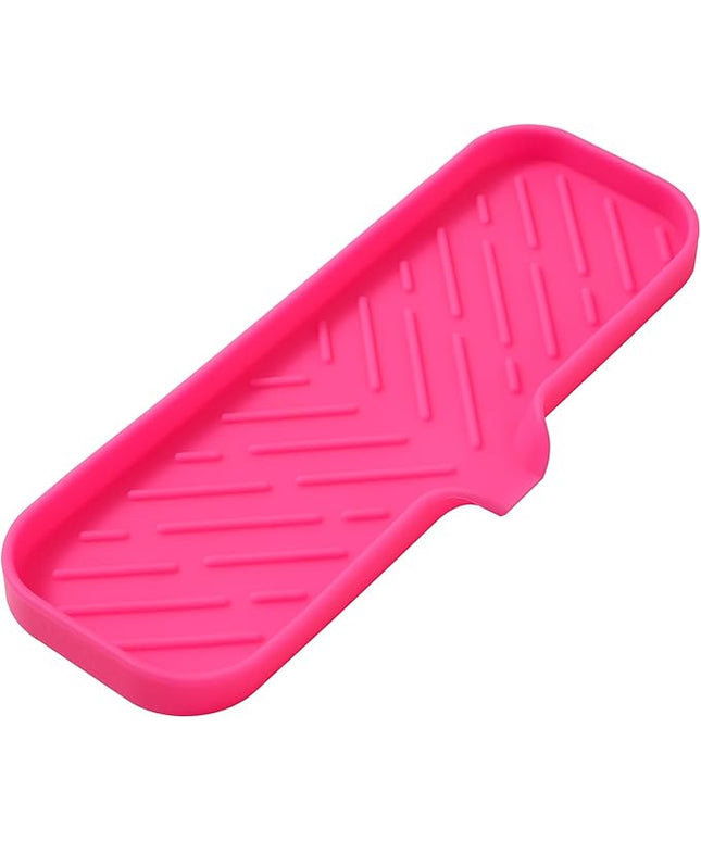 Silicone Bathroom Soap Dishes with Drain Spout-Bathroom and Kitchen Sink Organizer,Sponge Holder,Dish Soap Tray,Perfect for Dispenser,Scrubber,Bottle,Cup on Sink or Counter-Rose 12"×4"