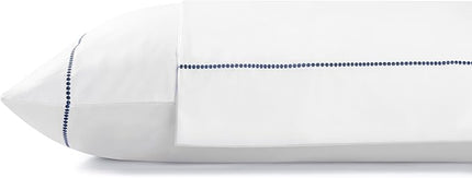 Linen Home 100% Cotton Percale Pearl Stitch Pillowcases King Size, Dark Blue, 2 Pieces of Pillow Case, Crisp and Cool Strong Bed Linen, 20 inches X 40 inches