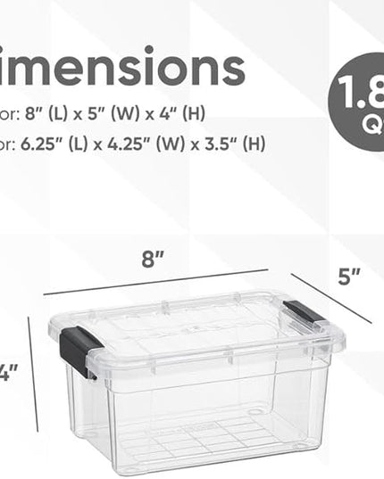 Superio Storage Bins with Lids- 6 Pack, 1.85 Qt Clear Boxes for Organizing, Stackable Plastic Containers- BPA Free, Non-Toxic, Odor Free, Organizer for Home, Office, Dorm