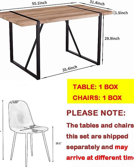 Dining Table Set for 4, Modern 55'' Wood Dining Table Set,Kitchen Table and Chairs Set of 4,Ideal for Kitchen Dining Room