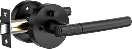 1 Pack Matte Black Privacy Door Handle - Keyless Entry, Heavy Duty Zinc Alloy Lever for Bedroom/Bathroom