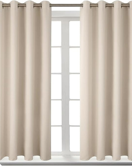 BGment Blackout Curtains - Grommet Thermal Insulated Room Darkening Bedroom and Living Room Curtains, Set of 2 Panels (52 x 54 Inch, Champagne)