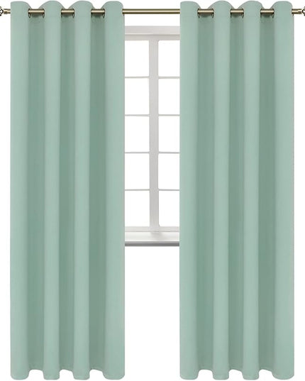 BGment Blackout Curtains - Grommet Thermal Insulated Room Darkening Bedroom and Living Room Curtains, Set of 2 Panels (52 x 84 Inch, Frosty Green)