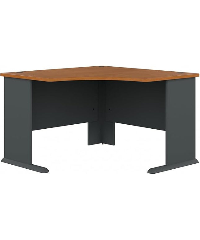 Bush Business Furniture Series A 48W Corner Desk in Natural Cherry and Slate, Compact L Shaped Workstation, Office Desktop Solution for Workspace