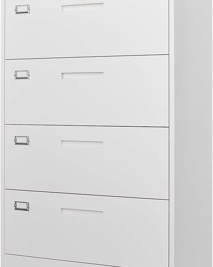 Letaya 4 Drawer File Cabinet with Lock, Metal Lateral Filing Cabinet Wide Office Organization Storage for Home Office Hanging Letter/Legal/F4/A4 (White-Requires Installation)
