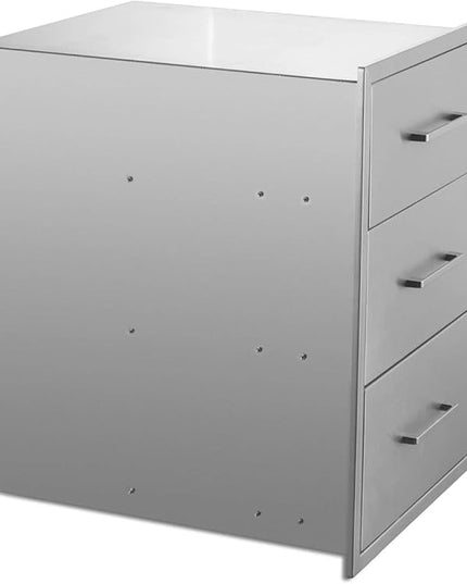 20" W x 27" H x 23" D Stainless Steel Outdoor Kitchen Drawers BBQ Drawers Triple Access Drawers Flush Mount for Outdoor Kitchens Or BBQ Island