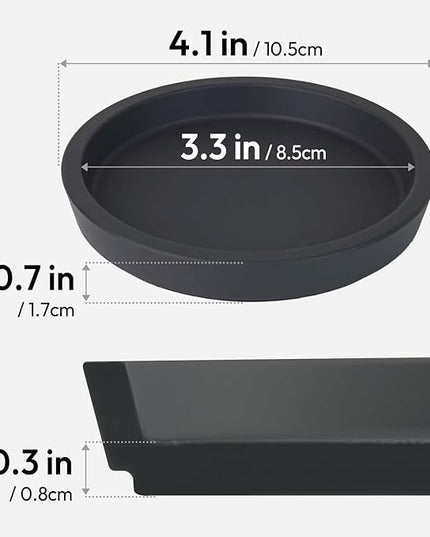 Carrotez Thick Silicone Coasters for Drinks, Round Bulky Cup Coasters for Coffee Table, Desk, Set of 2 - Black