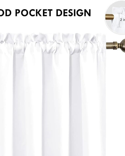 DWCN White Curtains for Living Room Thermal Insulated, 50% Light Blocking Curtains for Bedroom, Dining Room Window, W 42x L 54 Inch, Set of 2 Rod Pocket Curtain Panels