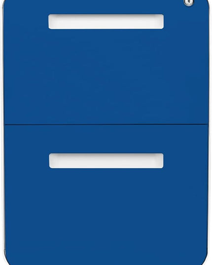 Laura Davidson Furniture Stockpile 2 Drawer Mobile File Cabinet with Lock - Under Desk Metal Filing Cabinet, Legal/Letter File Folders, Wheels and Stationary Feet, Pre-Assembled, Blue Faceplate