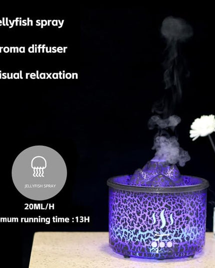 3in1 260ml Night Light, Essential Oil Diffuser for Bedroom, Office, Gym, Hotel Collection Diffuser, 3 Light Modes, 2/8H, Atomization Flame & Black Volcano Modes Oil Diffuser for Home