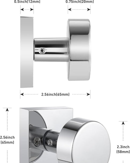 2 Pack Polished Chrome Dummy Door Knobs Interior, Polished Chrome Door Knob for Closet Doors, Modern Dummy Door Handles