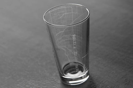 Well Told Engraved Miami Florida Map Pint Glass, Etched Beer Gift (16 oz, Clear) City Map Pint, Custom City Glassware, Gifts For Beer Lovers