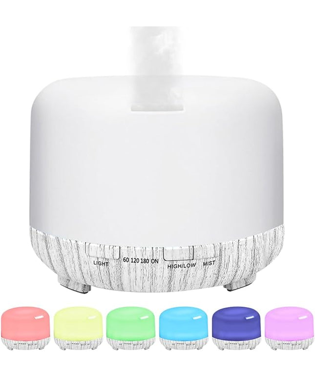 Essential Oil Diffuser 500ml,Aromatherapy Diffuser with 7 LED Lights,Quiet Air Humidifier 4-in-1 with Timer & Auto-Off,Compact Scent Diffuser for Bedroom,Yoga,SPA,Baby Room(Portable Model)