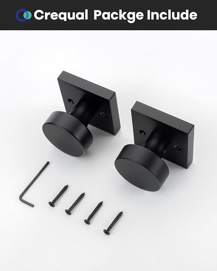 Black Dummy Door Knob, Heavy Duty Closet Door Knob, Square Individual Dummy Door Knob Single Side (2 Pieces/1 Pack)