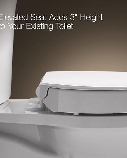 KOHLER 25875-96 Hyten 3" Height, Elevated Soft Close Elongated Toilet Seat, Contoured Seat with Grip-Tight Bumpers, Quick-Attach Hardware, No Slam Toilet Seat, Biscuit