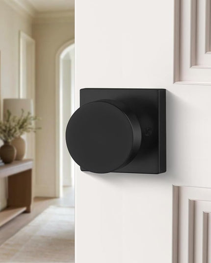 Black Dummy Door Knob, Heavy Duty Closet Door Knob, Square Individual Dummy Door Knob Single Side (2 Pieces/1 Pack)